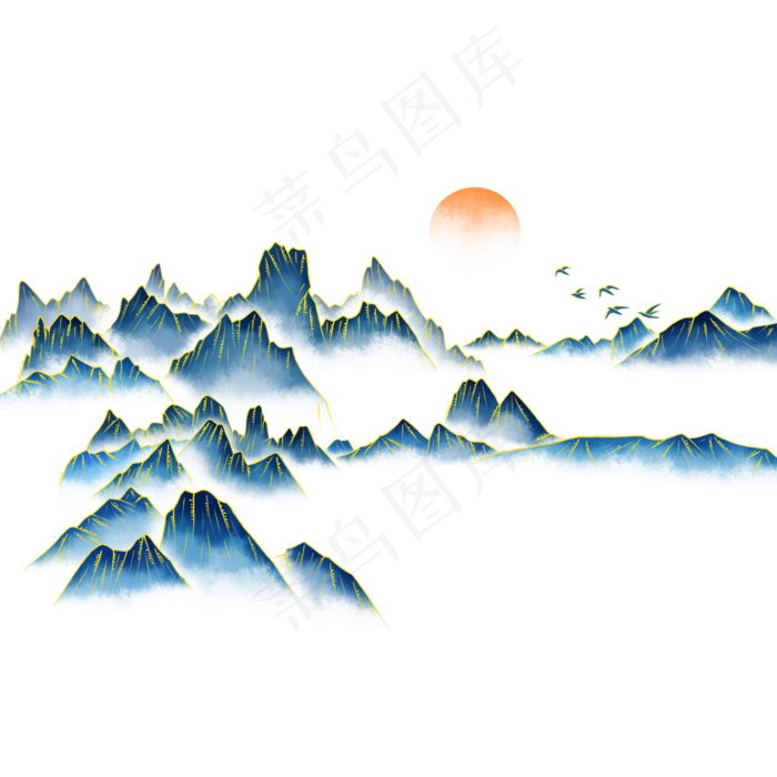 意境山水金线水墨山水