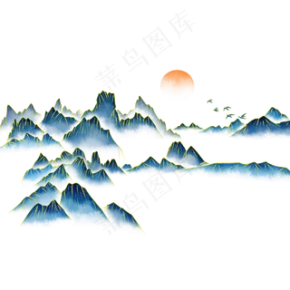 意境山水金线水墨山水