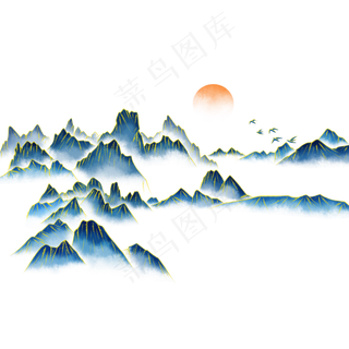 意境山水金线水墨山水