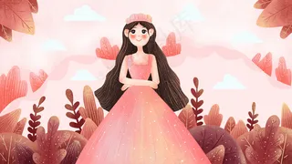 母亲节粉紫色卡通妈妈