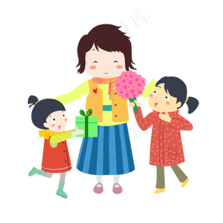 母亲节卡通手绘母女亲子互动