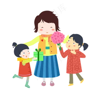 母亲节卡通手绘母女亲子互动