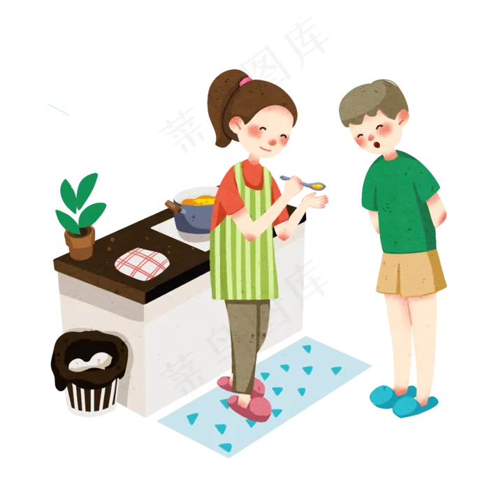 宅生活做饭的小女孩(2000X2000(DPI:300))psd模版下载