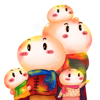 元宵节合家欢全家福,免抠元素