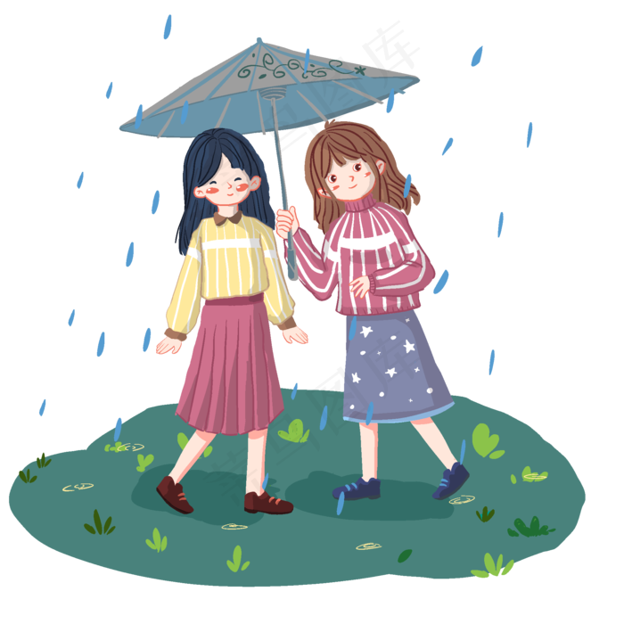 24节气雨水节气套图,免抠元素