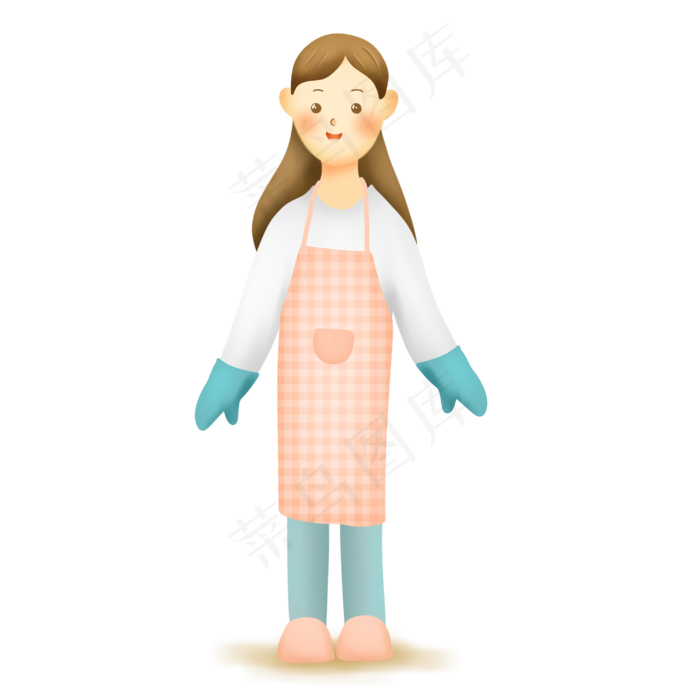 穿围裙带塑胶手套的女性