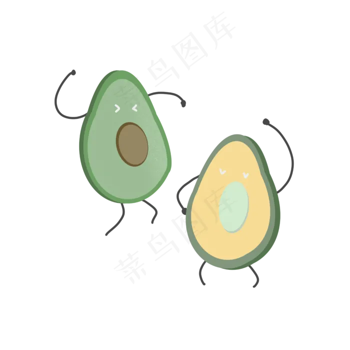 绿色牛油果矢量手绘