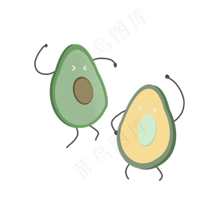 绿色牛油果矢量手绘