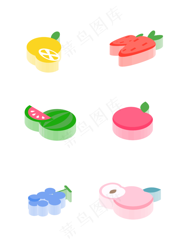 2.5d图标立体水果常用西瓜矢