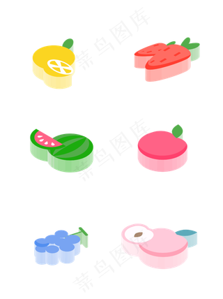 2.5d图标立体水果常用西瓜矢