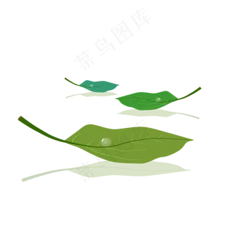 白露绿叶上的露珠高清免扣图,免抠元素