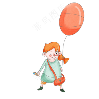 儿童节唯美女孩气球