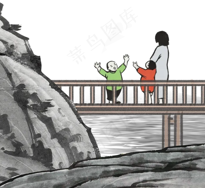 水墨中国风六一出游(3543X3250(DPI:300))psd模版下载