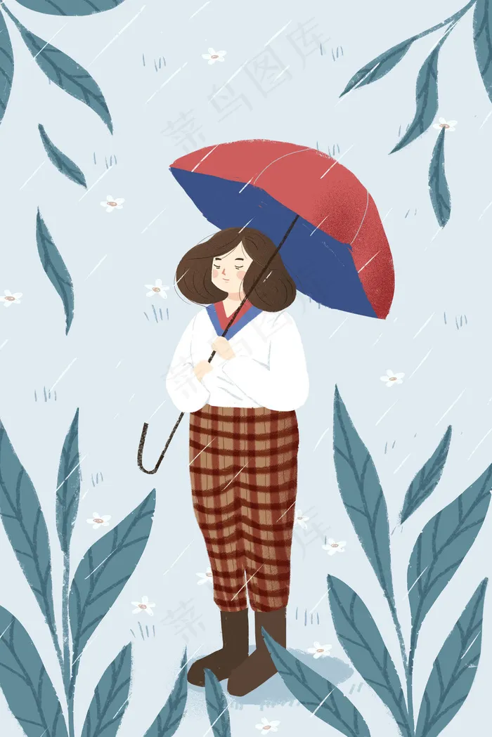 春天你好春雨和小红伞(3545X5315(DPI:300))psd模版下载