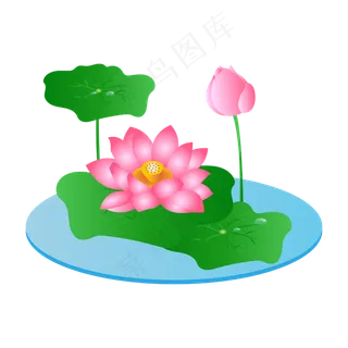 矢量卡通粉色莲花