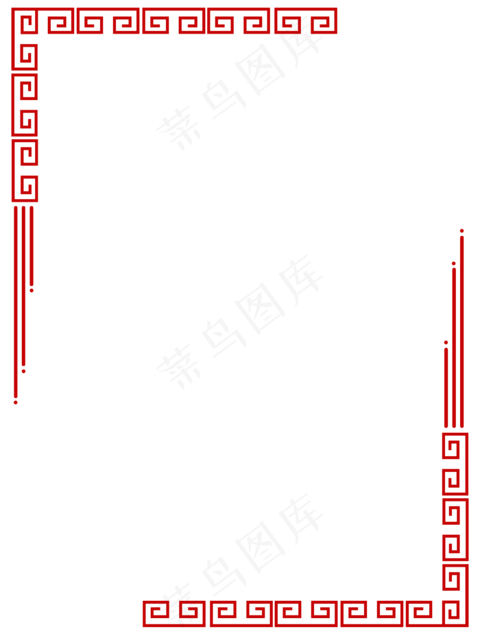 中国风复古红色回字纹边框PNG免抠(3000*4000px)psd模版下载