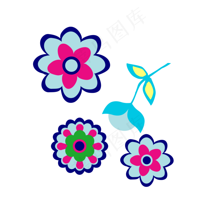 手绘夏至夏天花朵免扣素材