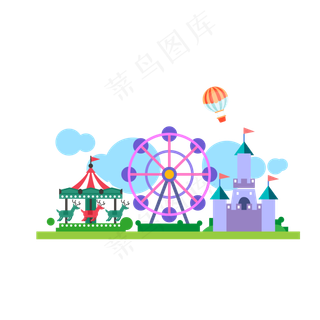 夏令营游乐园手绘矢量图,免抠元素
