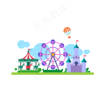夏令营游乐园手绘矢量图,免抠元素