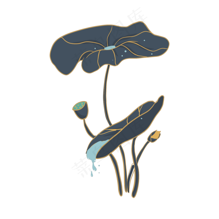 小暑大暑清凉夏天荷叶莲花(2048X2048(DPI:72))psd模版下载