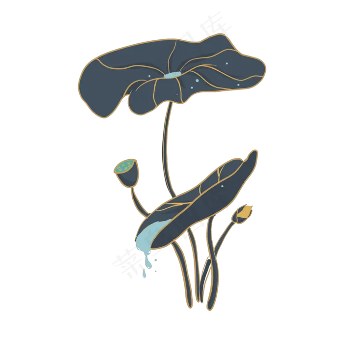 小暑大暑清凉夏天荷叶莲花(2048X2048(DPI:72))psd模版下载