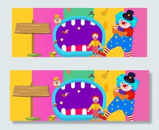 愚人节大嘴巴卡通促销彩色电商banner