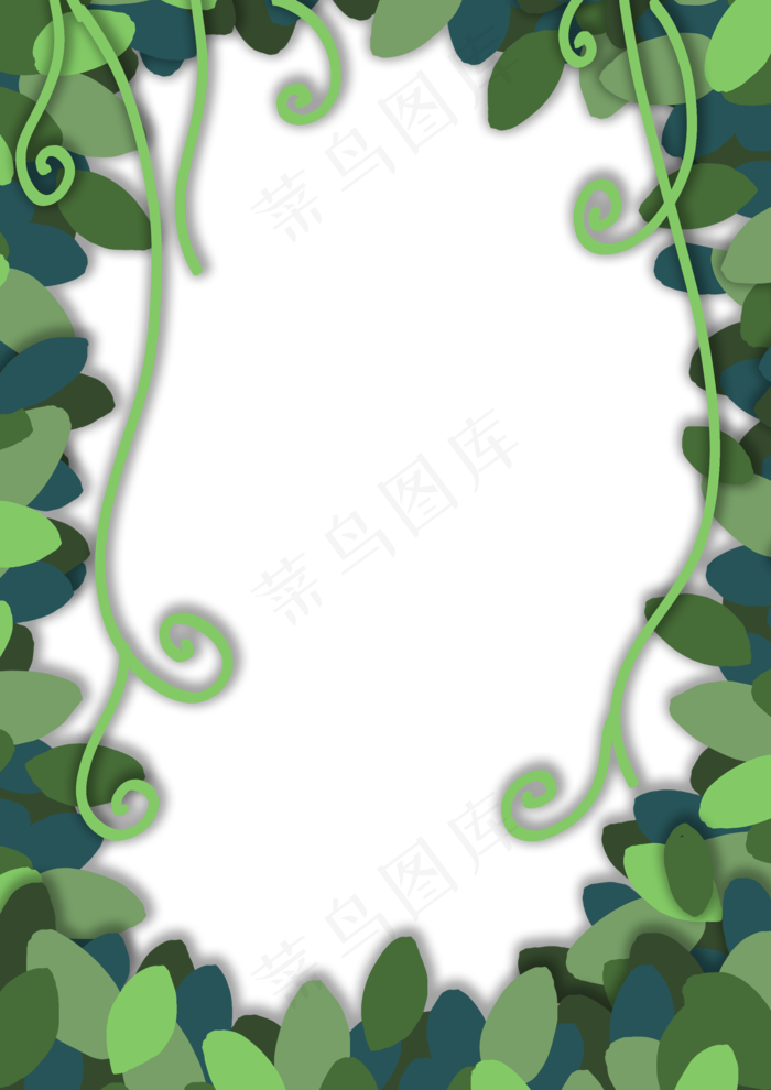 植树节剪纸边框春天绿色绿植树叶