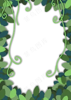 植树节剪纸边框春天绿色绿植树叶