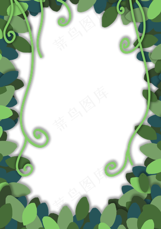 植树节剪纸边框春天绿色绿植树叶