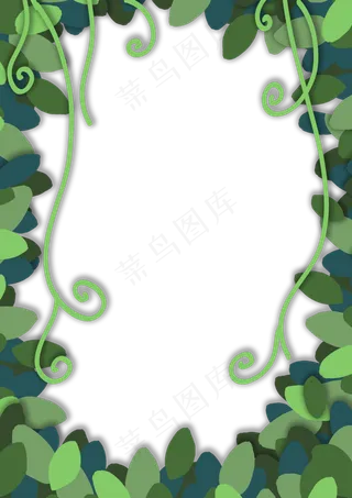 植树节剪纸边框春天绿色绿植树叶