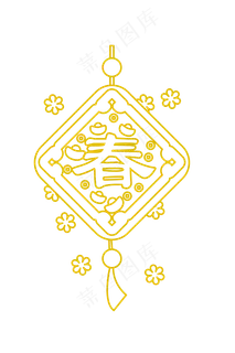 卡通创意春节线性装饰,免抠元素