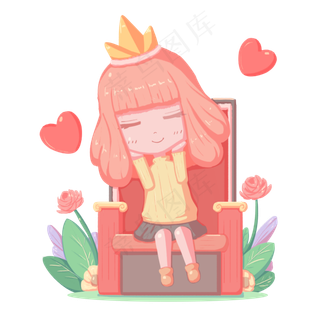 三八妇女节女王人物卡通手绘免扣,免抠元素