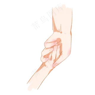 母亲节大手拉小手手绘卡通