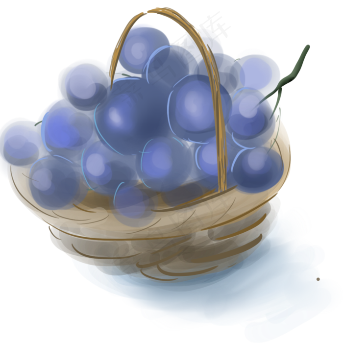 水彩一篮子葡萄