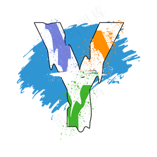 创意涂鸦白色psd字母Y