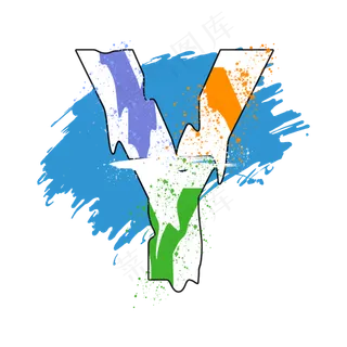 创意涂鸦白色psd字母Y