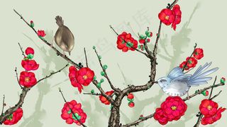 中国风工笔花鸟写实