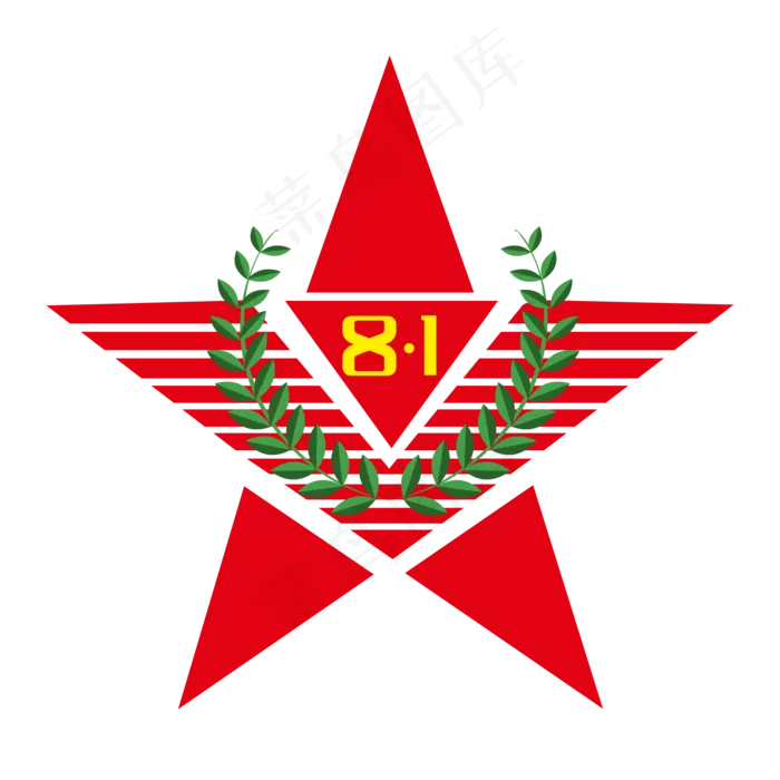 八一建军红五星橄榄,免抠元素(2000*2000px 300 dpi )ai矢量模版下载
