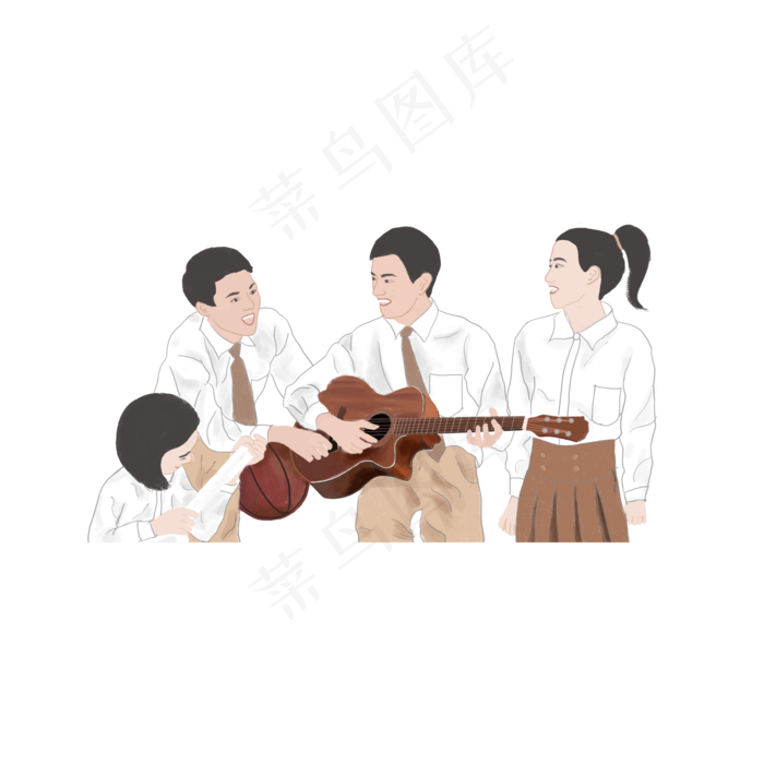 五四青年节青年学生交谈愉快免抠(2000X2000(DPI:300))psd模版下载
