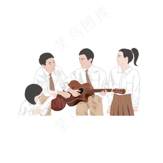 五四青年节青年学生交谈愉快免抠