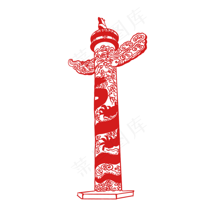 剪纸风党建中国华表(2048X2048(DPI:132))psd模版下载