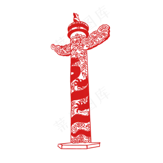 剪纸风党建中国华表