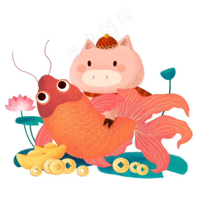2019喜庆手绘卡通Q版小猪和(2000X2000(DPI:300))psd模版下载