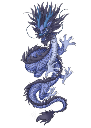 中国古典神兽紫龙威严,免抠元素