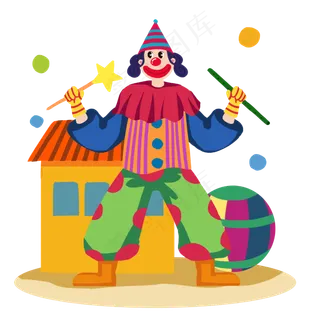 愚人节马戏小丑星星棒手绘人物
