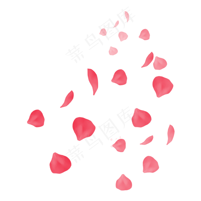 手绘漂浮玫瑰花瓣免抠图(2000*2000px 300 dpi )psd模版下载