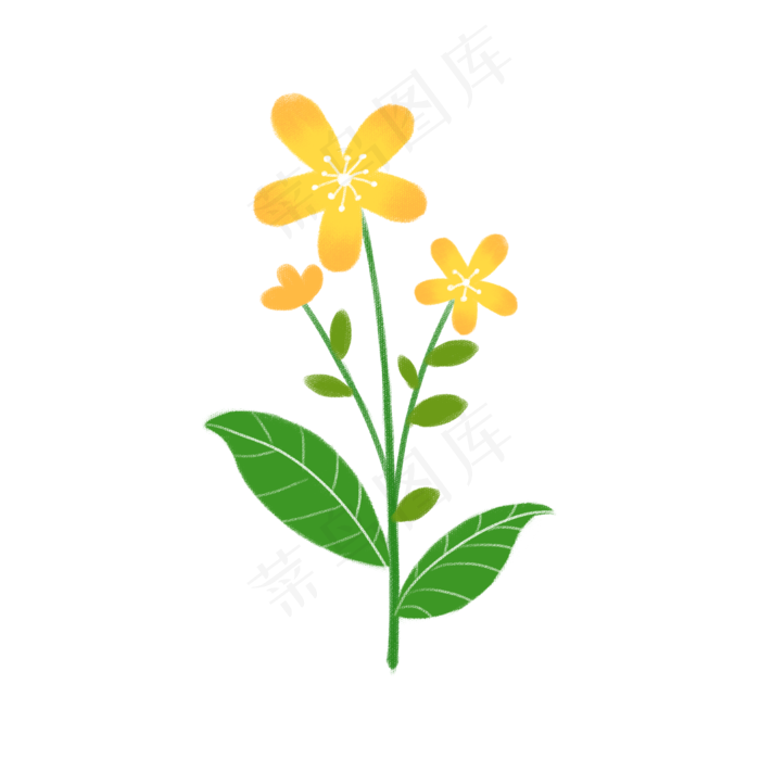 春天绿色植物黄色花朵,免抠元素