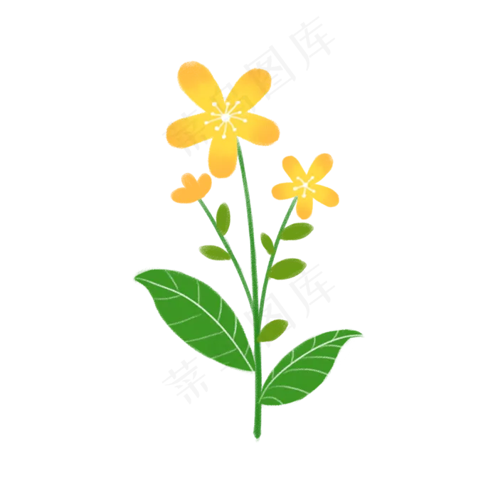 春天绿色植物黄色花朵,免抠元素