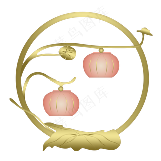 中国风金色荷花灯