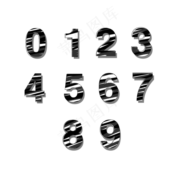 黑色涂鸦创意数字合集(3000X3000(DPI:300))psd模版下载